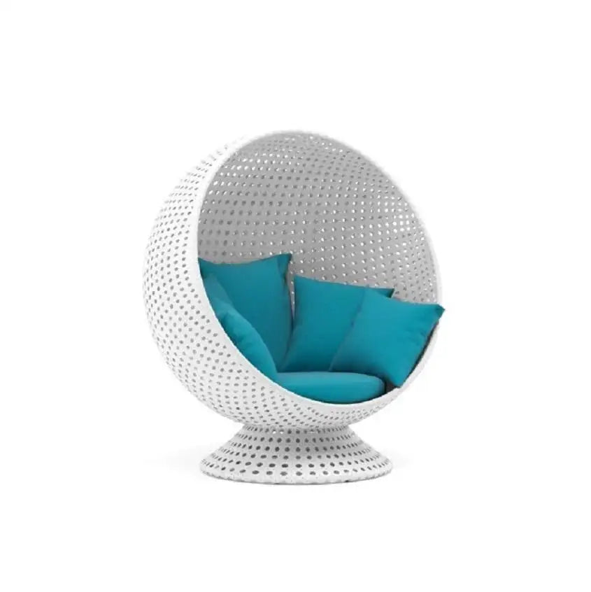 360° Rotating Outdoor Cocoon Chair in Open Cane Webbing