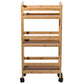 Shelf on wheels Narrow wheels troley, bamboo, H74.5x36x15cm