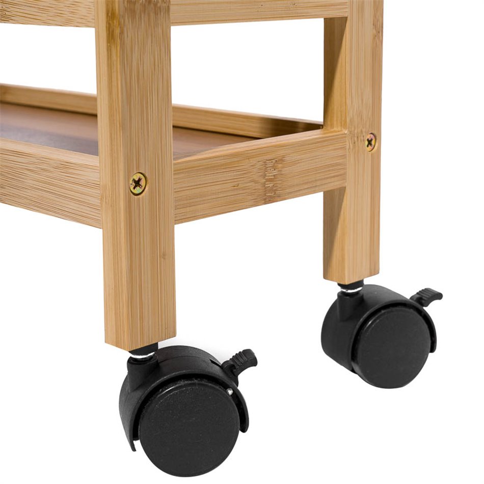 Shelf on wheels Narrow wheels troley, bamboo, H74.5x36x15cm