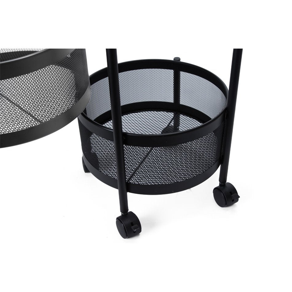 Metal shelf, with rotative baskets, black, H76cm, D33cm