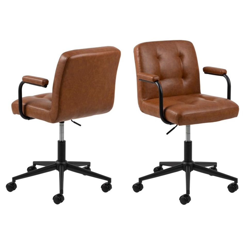 Acos Adjustable Office Chair – Brown Eco Leather, Compact Modern Design
