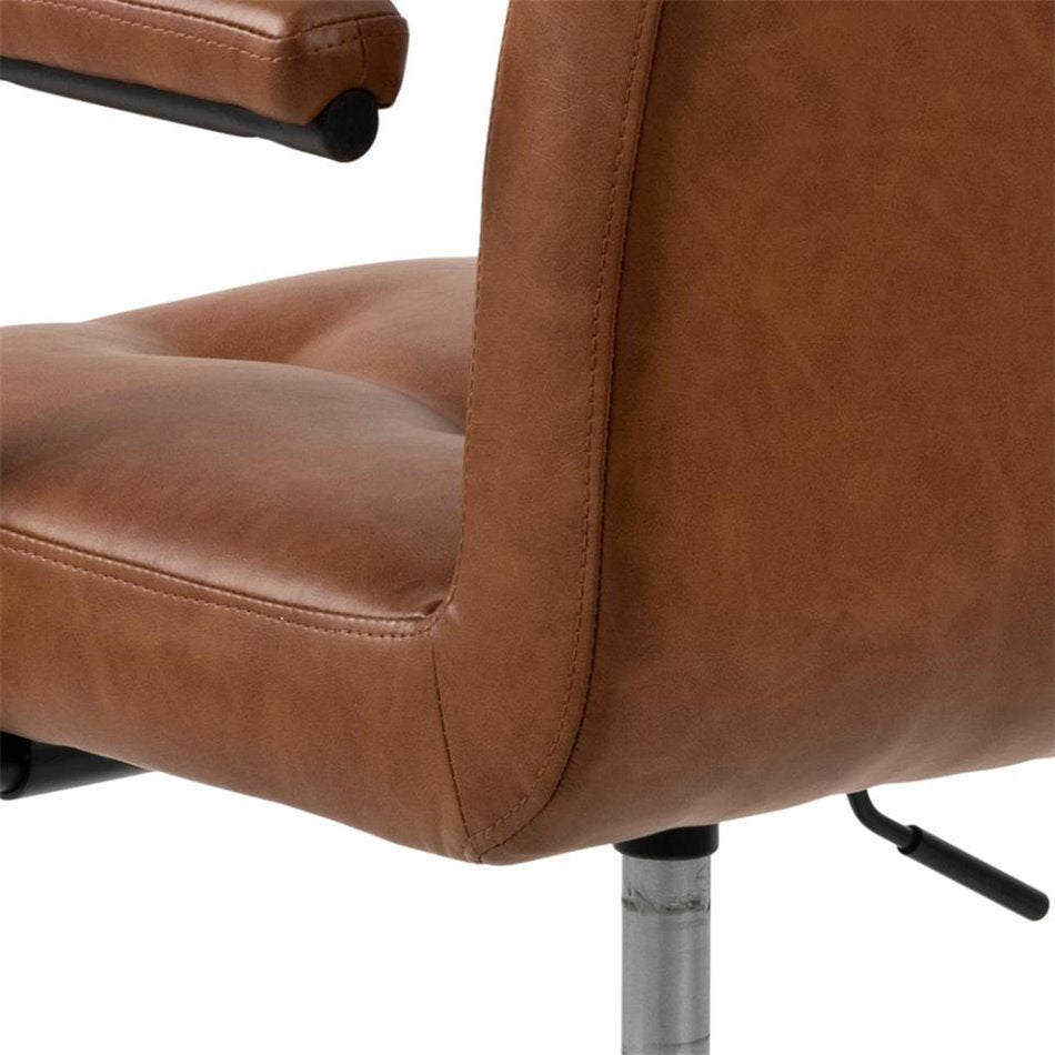 Acos Adjustable Office Chair – Brown Eco Leather, Compact Modern Design