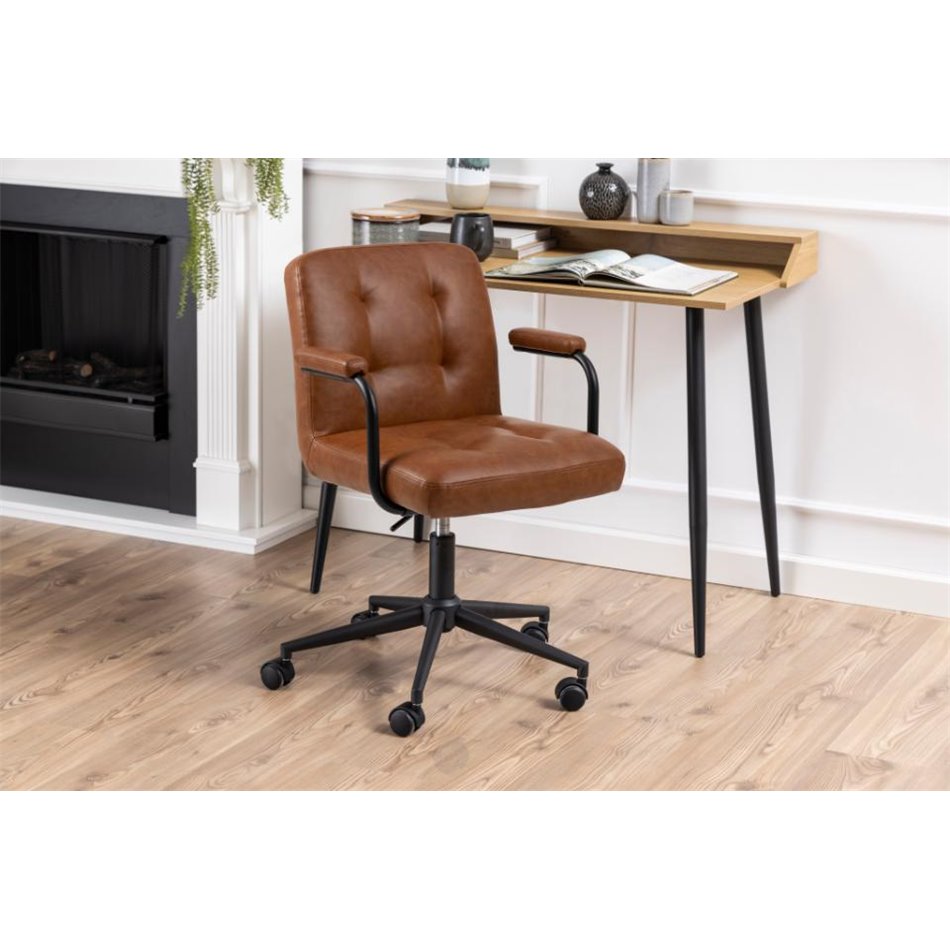 Acos Adjustable Office Chair – Brown Eco Leather, Compact Modern Design