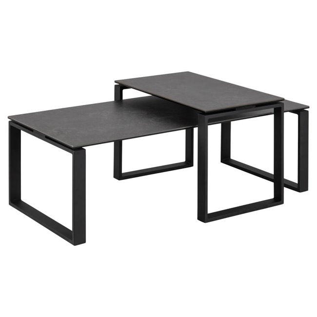 Akatri Nest Table Set – Black Ceramic Top Tables (2 pcs)