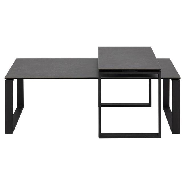Akatri Nest Table Set – Black Ceramic Top Tables (2 pcs)