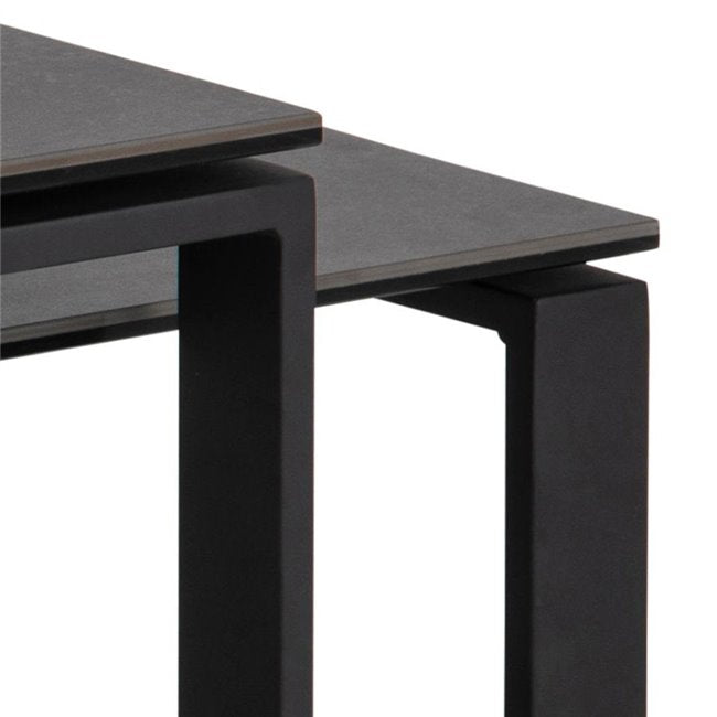 Akatri Nest Table Set – Black Ceramic Top Tables (2 pcs)