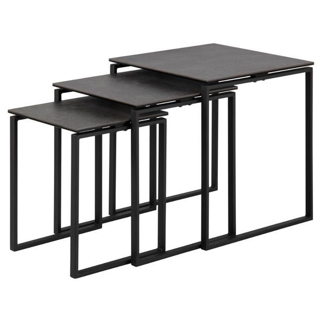 Akatri Nest Table – Black Ceramic Top Accent Table