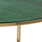 Round Coffee Table – Gold & Green Metal with Glass Top