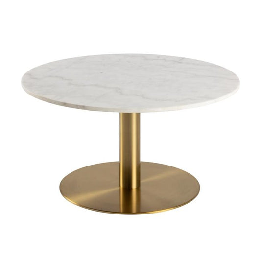 Round Coffee Table – Brass Frame with White Marble Top