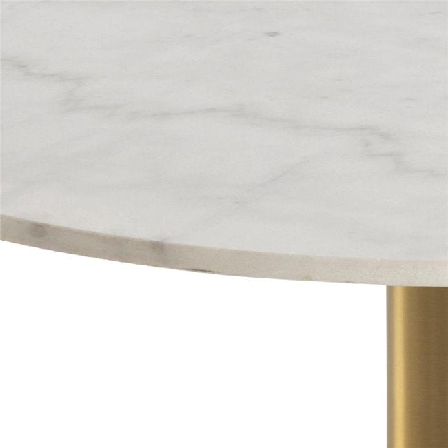 Round Coffee Table – Brass Frame with White Marble Top