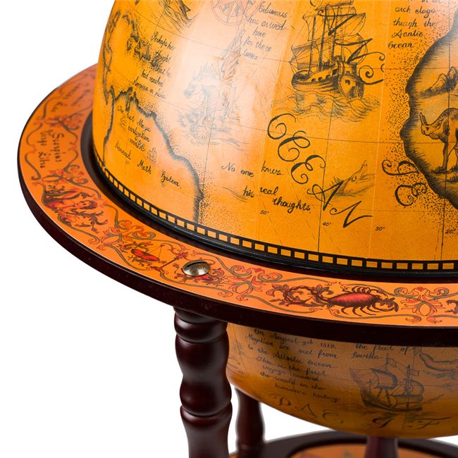 Bar Globe Globuss I – Vintage Wooden Mini-Bar with Wheels, 93 cm Height