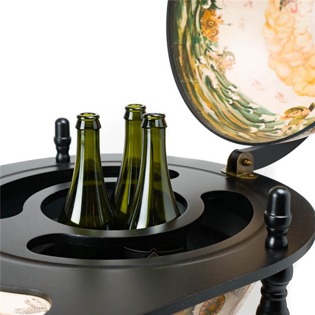 Globuss Drinks Trolley – Black Wood & Metal Bar Cart, 91×81×51 cm