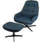 Armchair Saramo with ottoman, blue, H97.5x81x78cm, seat height 44cm