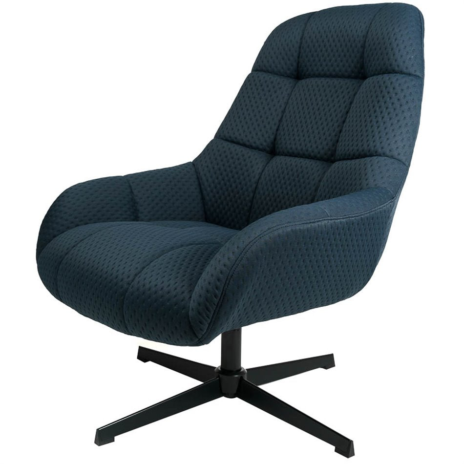 Armchair Saramo with ottoman, blue, H97.5x81x78cm, seat height 44cm