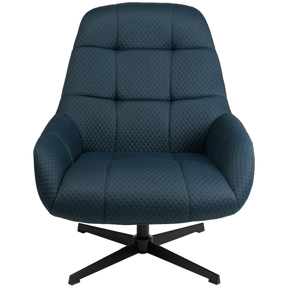 Armchair Saramo with ottoman, blue, H97.5x81x78cm, seat height 44cm