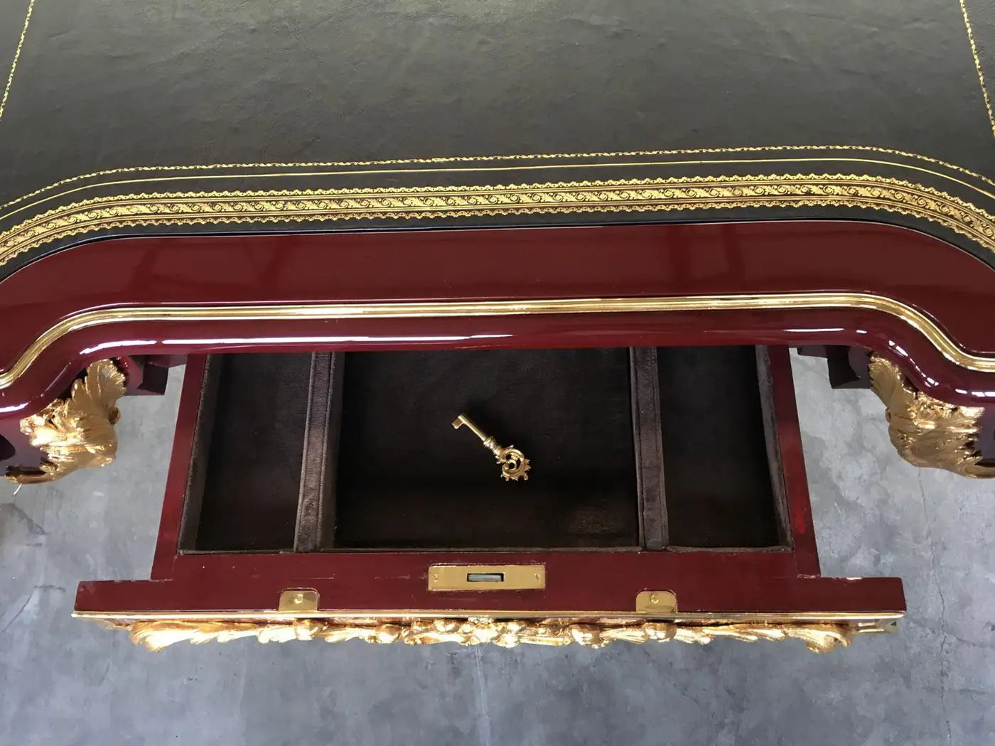 One-of-a-Kind Italian Red Berry Lacquered Writing Desk