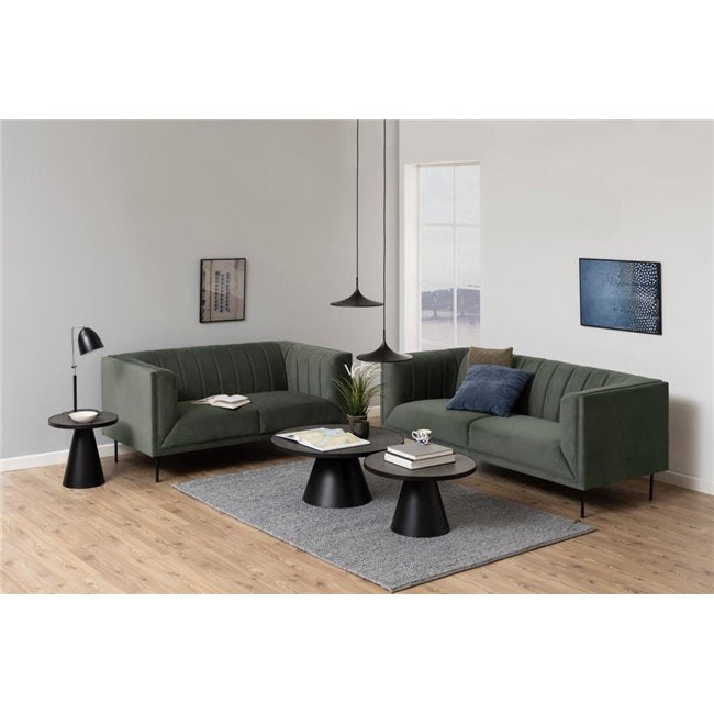 Square Coffee Table – Matt Black Metal & Ceramic