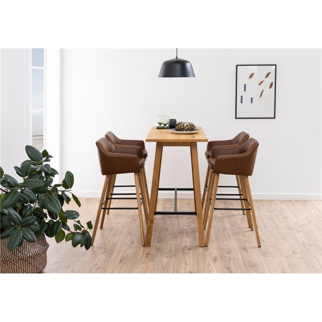 Achara Bar Table – Oak Veneer MDF, 105×117×58 cm