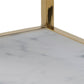 Bedside table Alis, top glass, white marble look/gold legs, H50.5x45x40cm