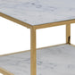 Bedside table Alis, top glass, white marble look/gold legs, H50.5x45x40cm