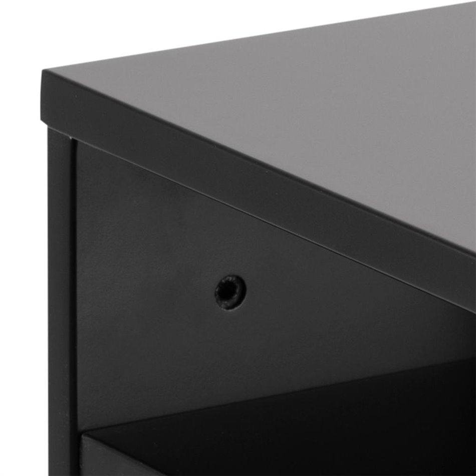 Bedside table Ashlan, MDF, black, H22.5x35x32cm