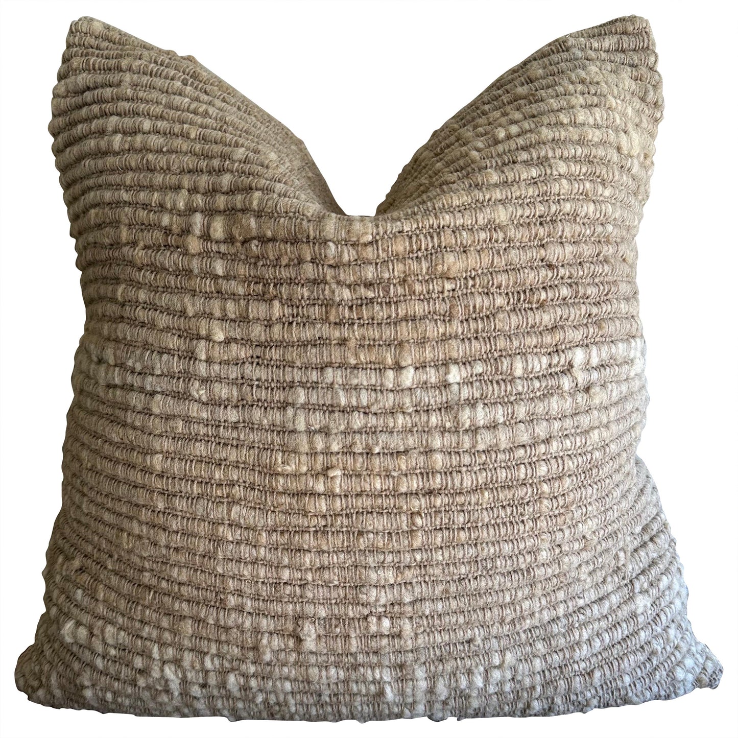 Villa Hand-Made Wool Pillow with Down Feather Insert