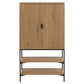 Cabinet Ajai, oak MDF/melamine/black frame, H140x80x40cm