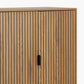 Cabinet Ajai, oak MDF/melamine/black frame, H140x80x40cm