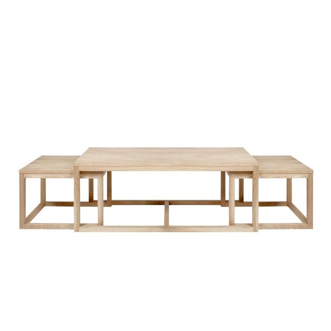 Nesting Coffee Table Set – Oak Veneer (Set of 3)
