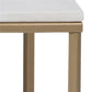 Rectangular Coffee Table – White Artificial Marble with Brass Legs