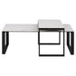 Coffee Table Set – White Glass Top with Black Metal Frame (Set of 2)
