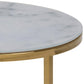 Coffee Table Set – White Marble Glass Top with Metal Frame (2 Pieces)