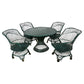 Fiberglass Forest Green Outdoor Dining Table & 4 Armchairs on Casters