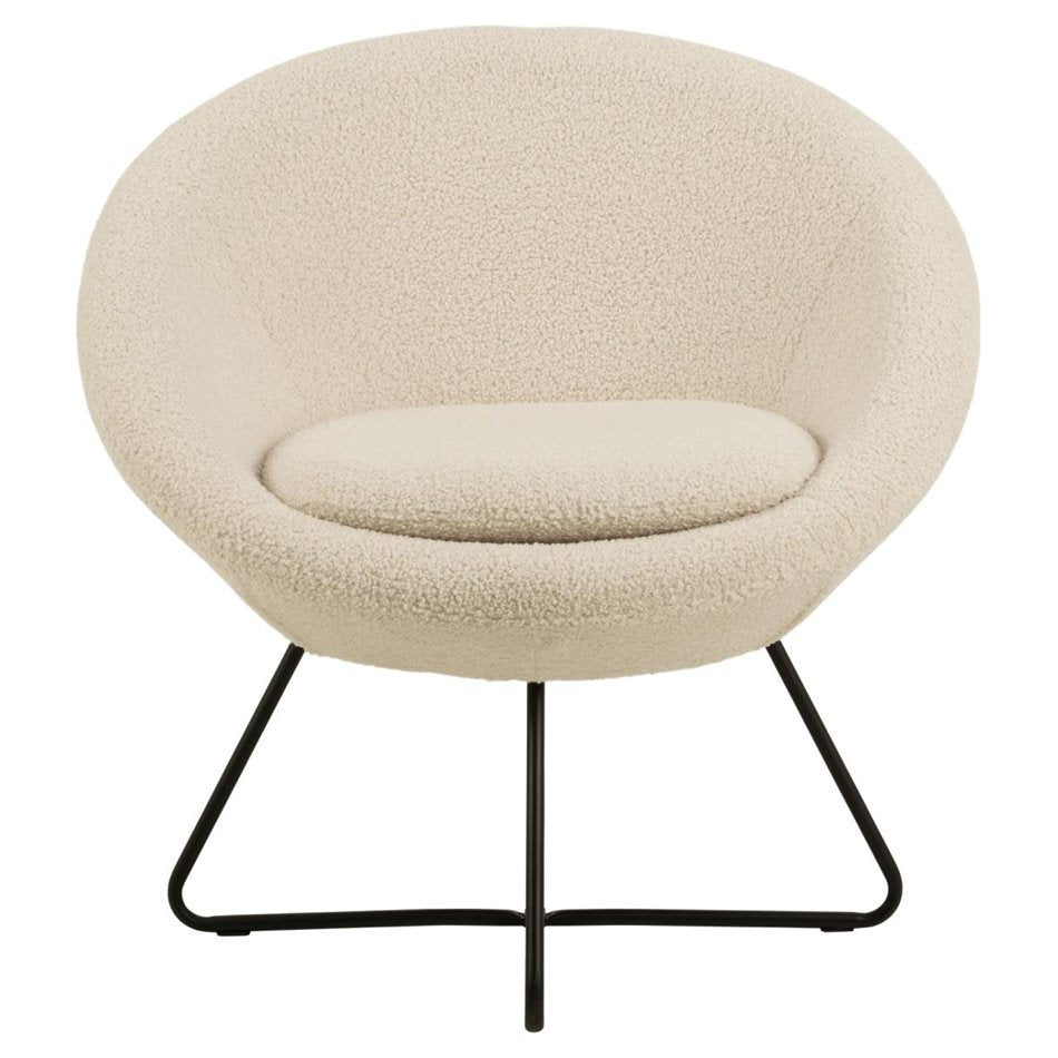 Lounge chair Acent, cream color, H81x82x71cm, seat high 47cm