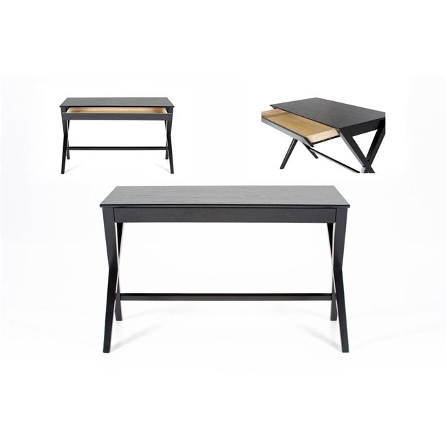 Awritex Office Desk – Oak Veneer MDF in Black