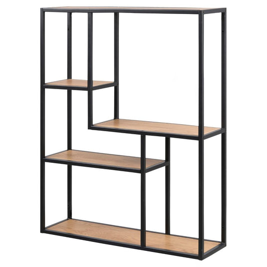 Shelf Aford,MDF, top oak MDF/black fram e, H91x75x20cm