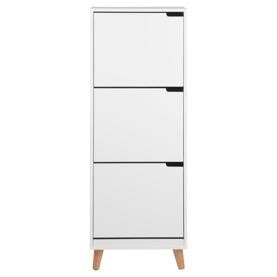 Shoes cabinet Amitra, white, MDF, H133.5x47x30cm
