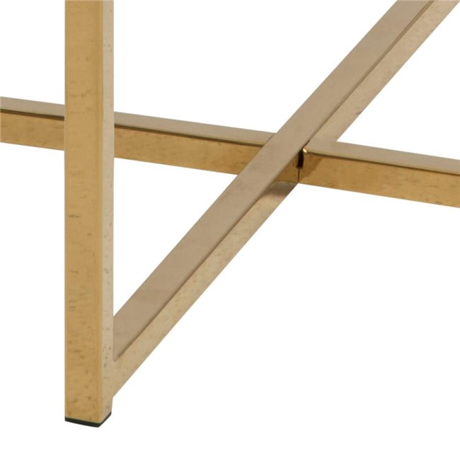 Aisma Side Table – White Marble Glass Top with Gold Metal Legs