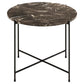 Avila Side Table – Brown Artificial Marble Top with Black Metal Legs