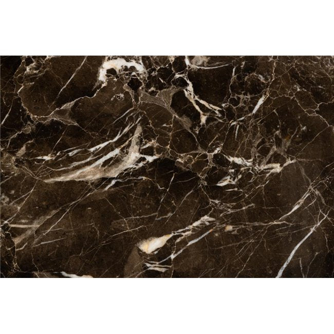 Avila Side Table – Brown Artificial Marble Top with Black Metal Legs