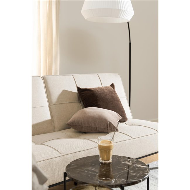 Avila Side Table – Brown Artificial Marble Tops with Black Metal Legs