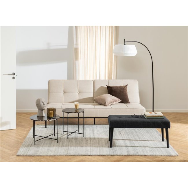 Avila Side Table – Brown Artificial Marble Tops with Black Metal Legs