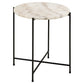 Avila Side Table – White Artificial Marble Top with Black Metal Legs