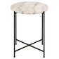 Avila Side Table – White Artificial Marble Top with Black Metal Legs