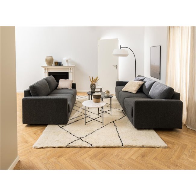 Avila Side Table – White Artificial Marble Top with Black Metal Legs