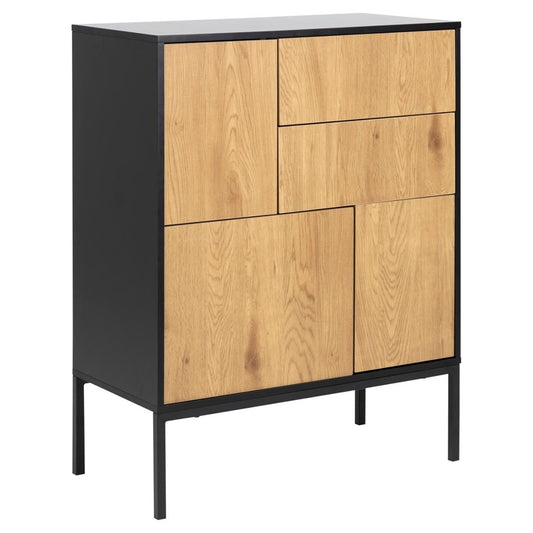 Chest of drawers Aford, MDF, black/natural, H103x80x40cm