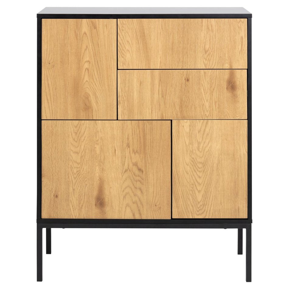 Chest of drawers Aford, MDF, black/natural, H103x80x40cm