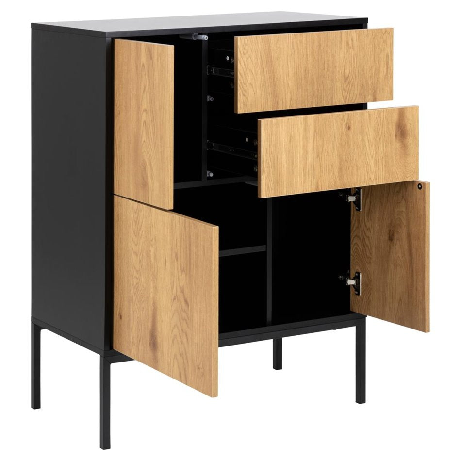 Chest of drawers Aford, MDF, black/natural, H103x80x40cm