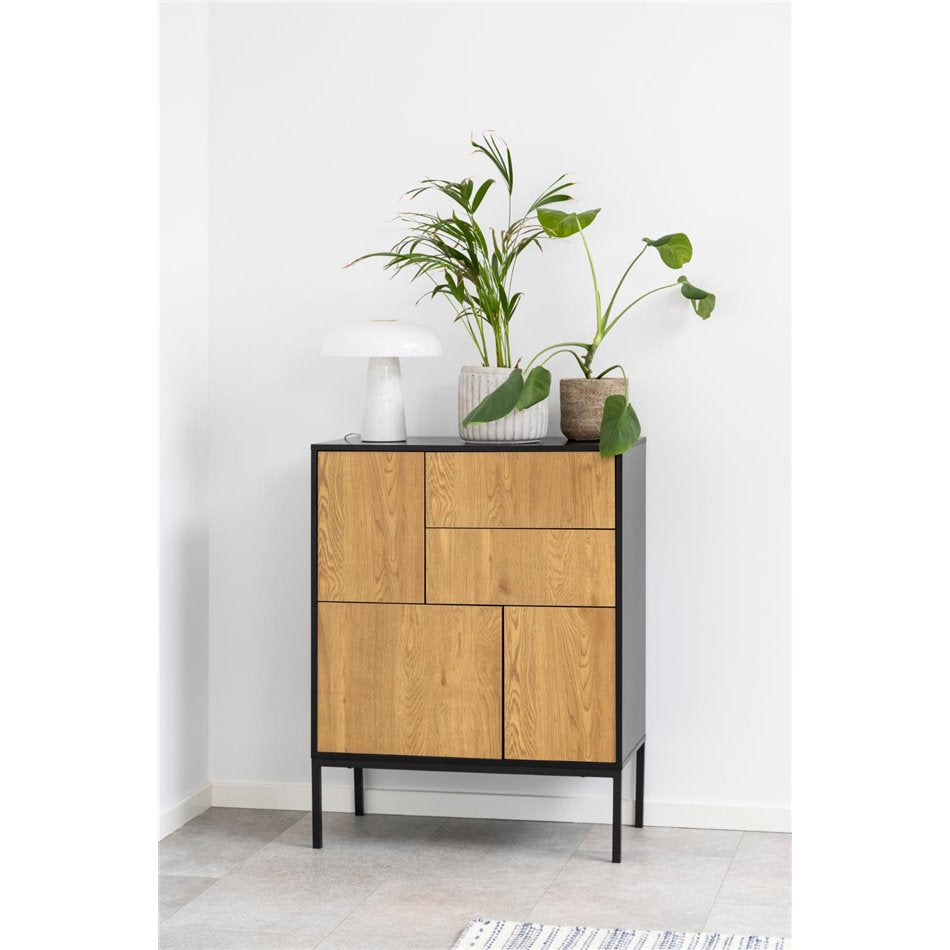 Chest of drawers Aford, MDF, black/natural, H103x80x40cm