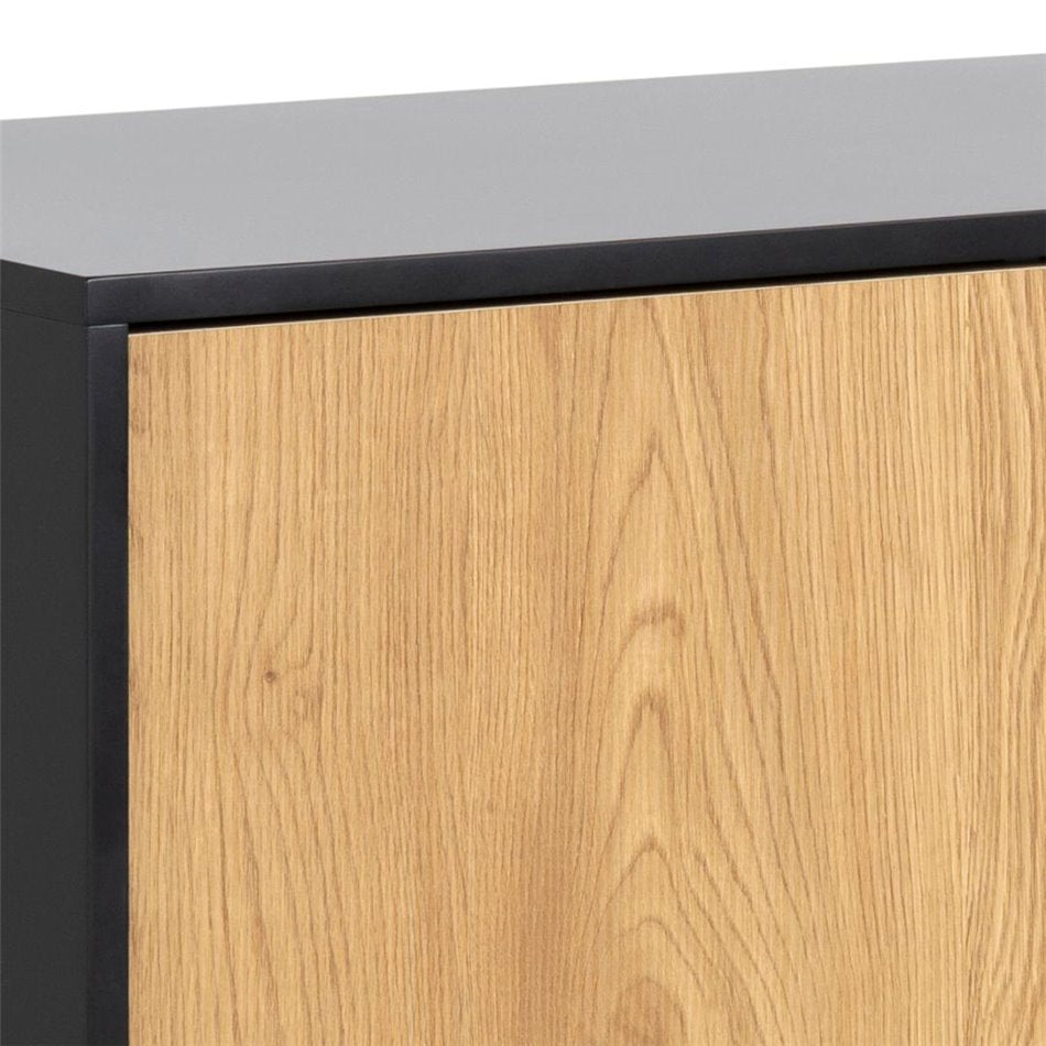 Chest of drawers Aford, MDF, black/natural, H82x120x40cm